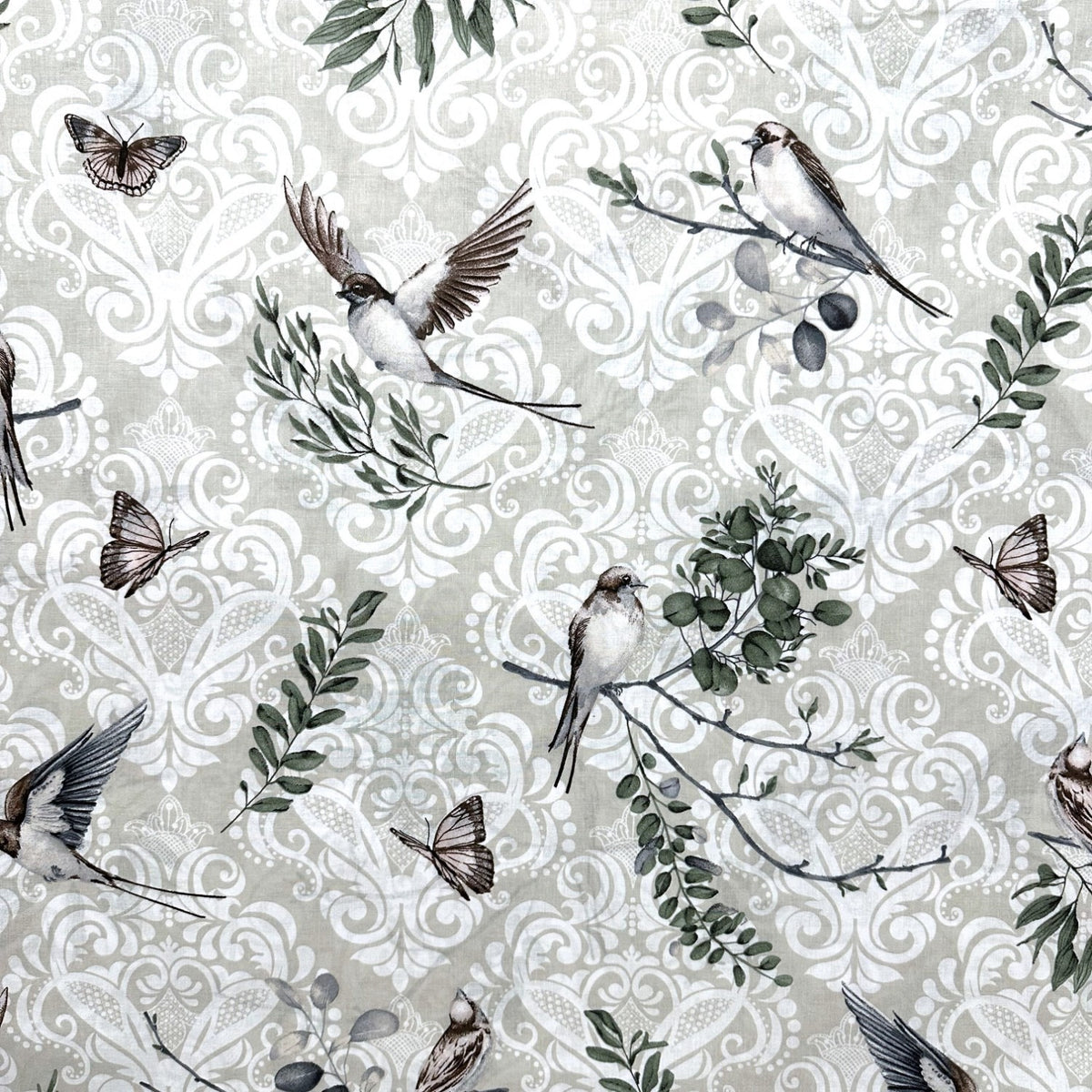 Cotton Fabric - Sparrows and Twigs