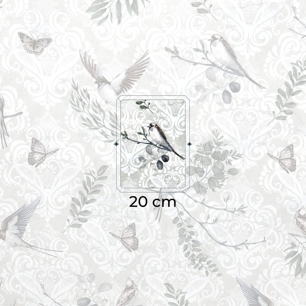 Cotton Fabric - Sparrows and Twigs