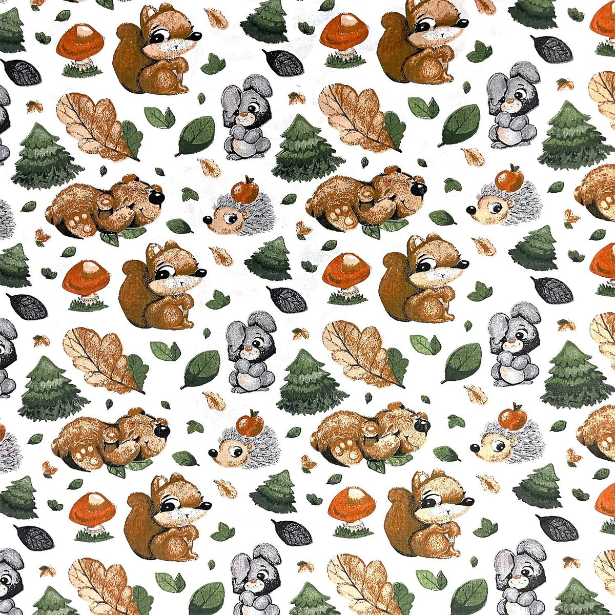 Cotton Fabric - Squirrel and Friends
