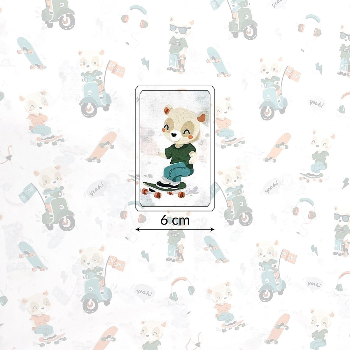 Cotton Fabric - Teddy Bear Skater