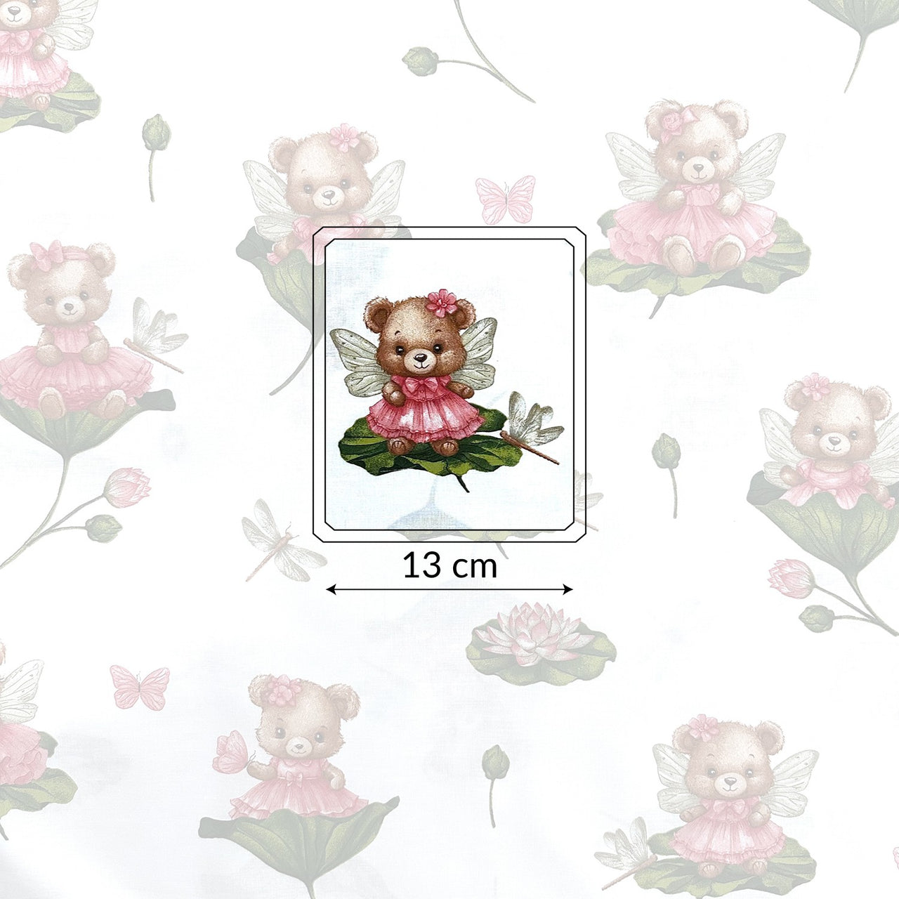 Cotton Fabric - Teddy Bears on a Leaf