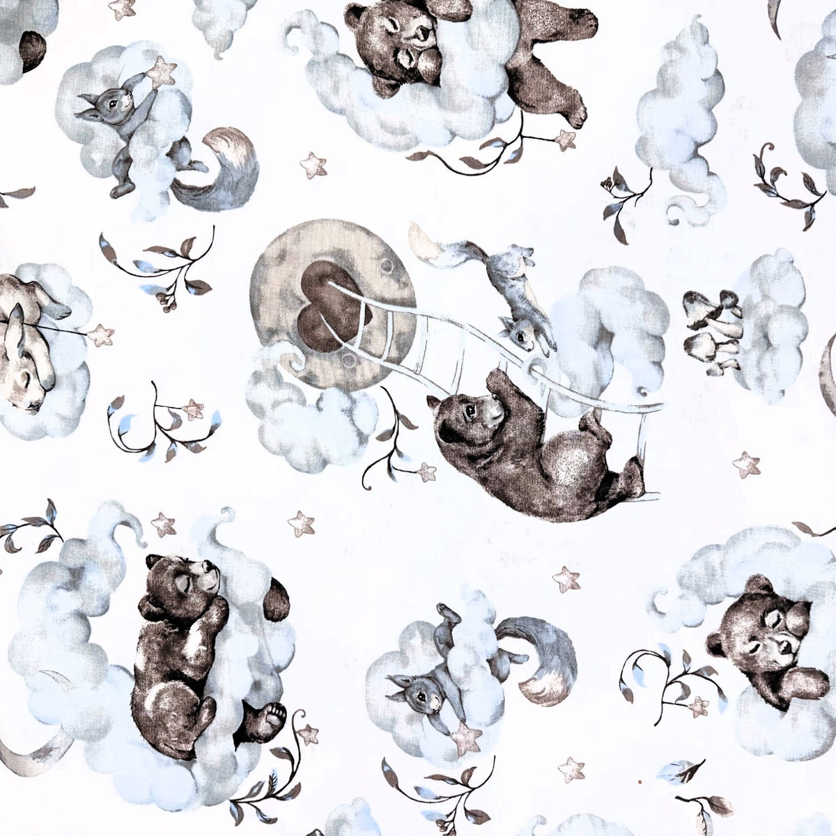 Cotton Fabric - Teddy Bears on the moon