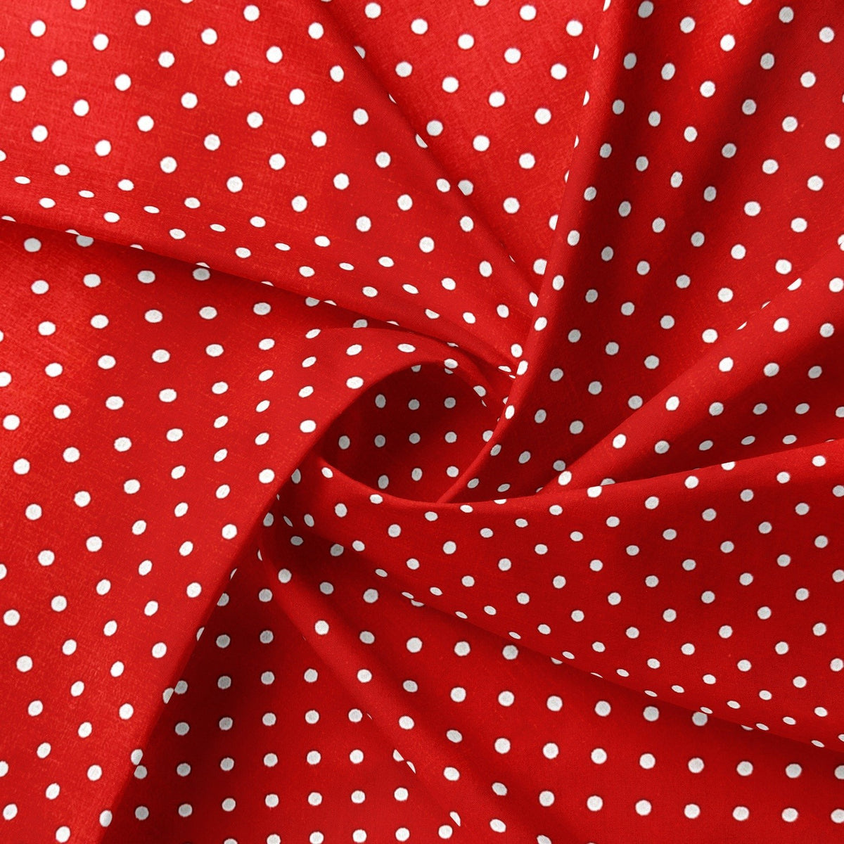 Cotton Fabric - White Dots on Red 4 mm
