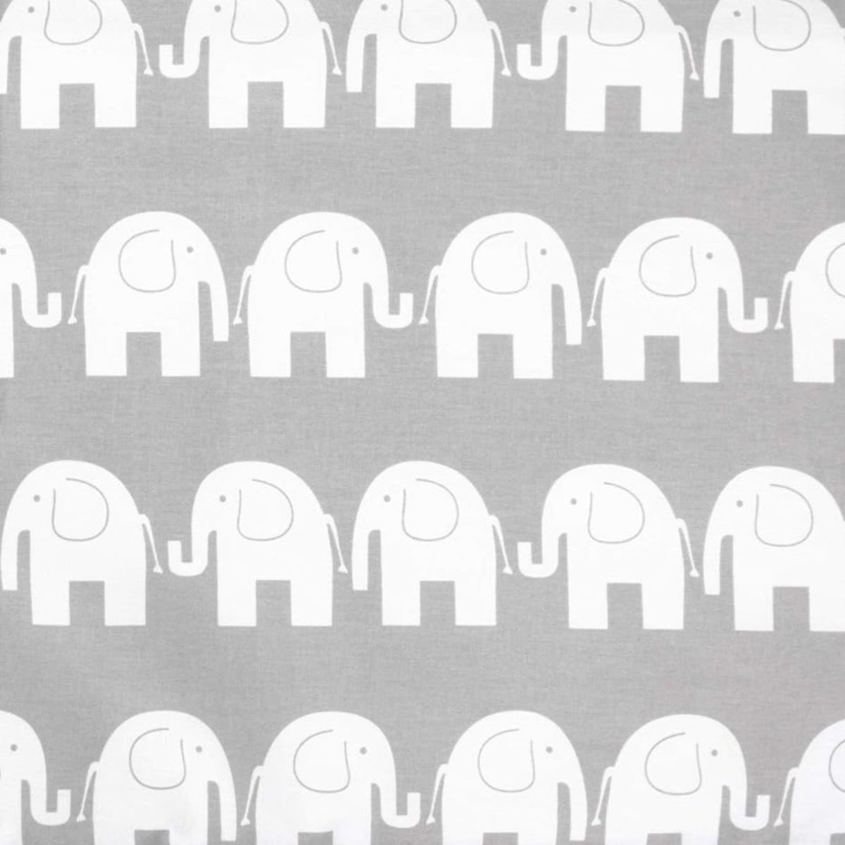 Cotton Fabric - White Elephants on Gray