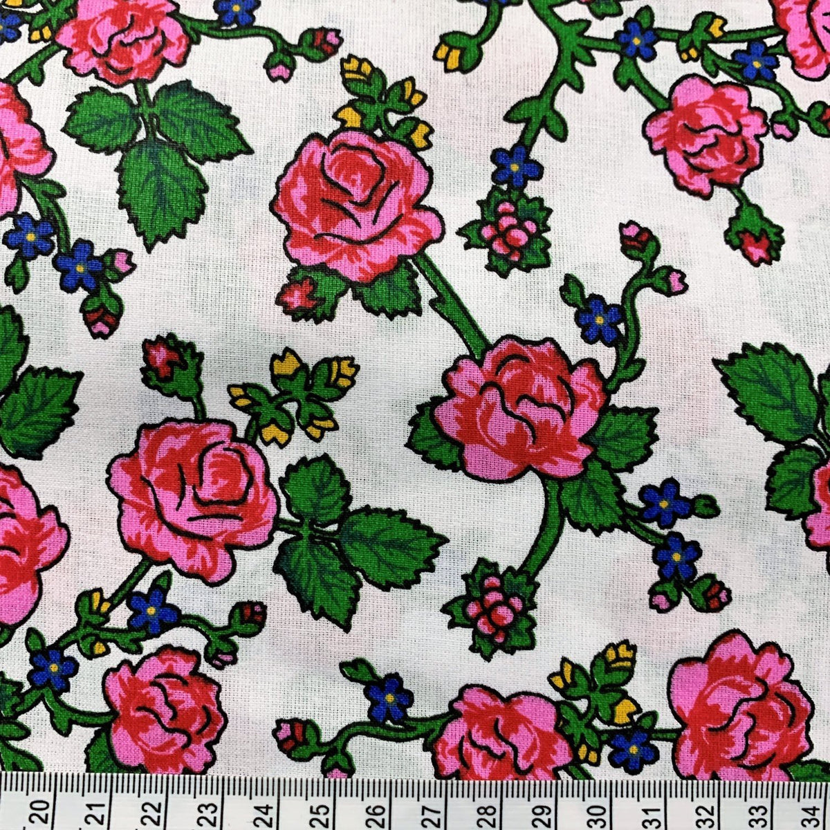 Cotton Fabric - White highlander flowers II