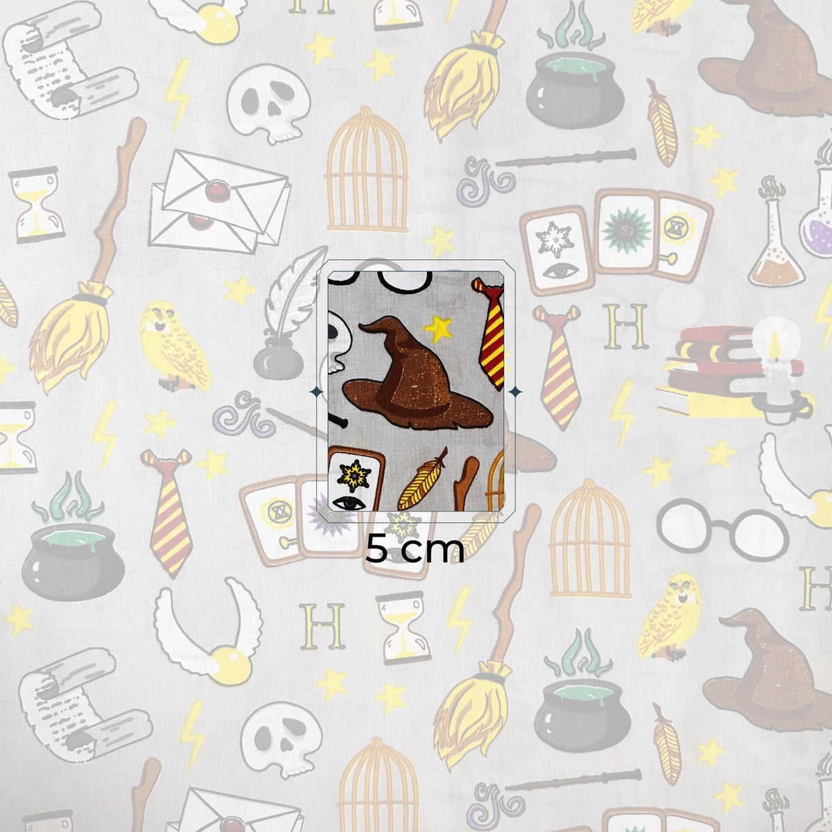 Cotton Fabric - World of Magic HP on Gray