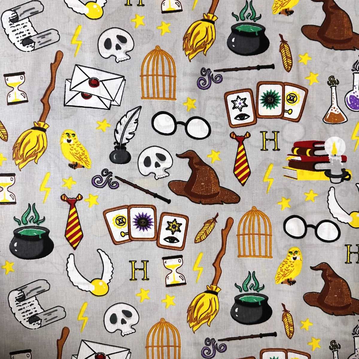Cotton Fabric - World of Magic HP on Gray