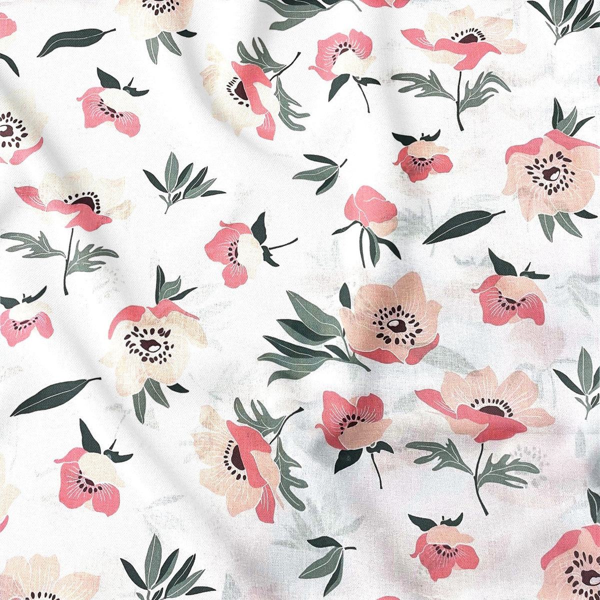 Cotton Fabric - dark pink poppy seeds on white