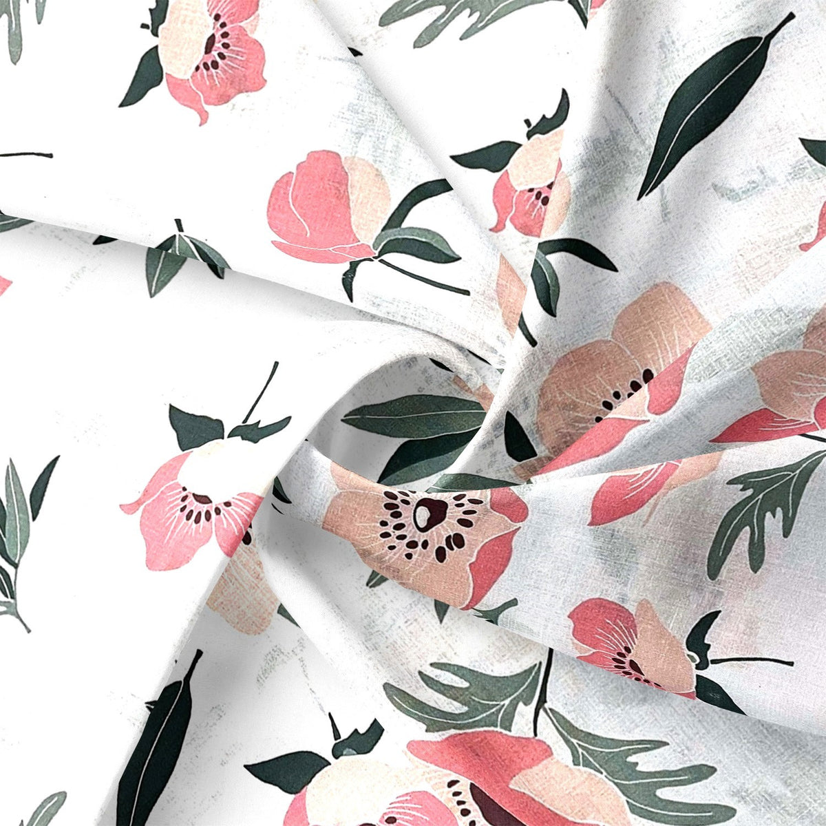 Cotton Fabric - dark pink poppy seeds on white