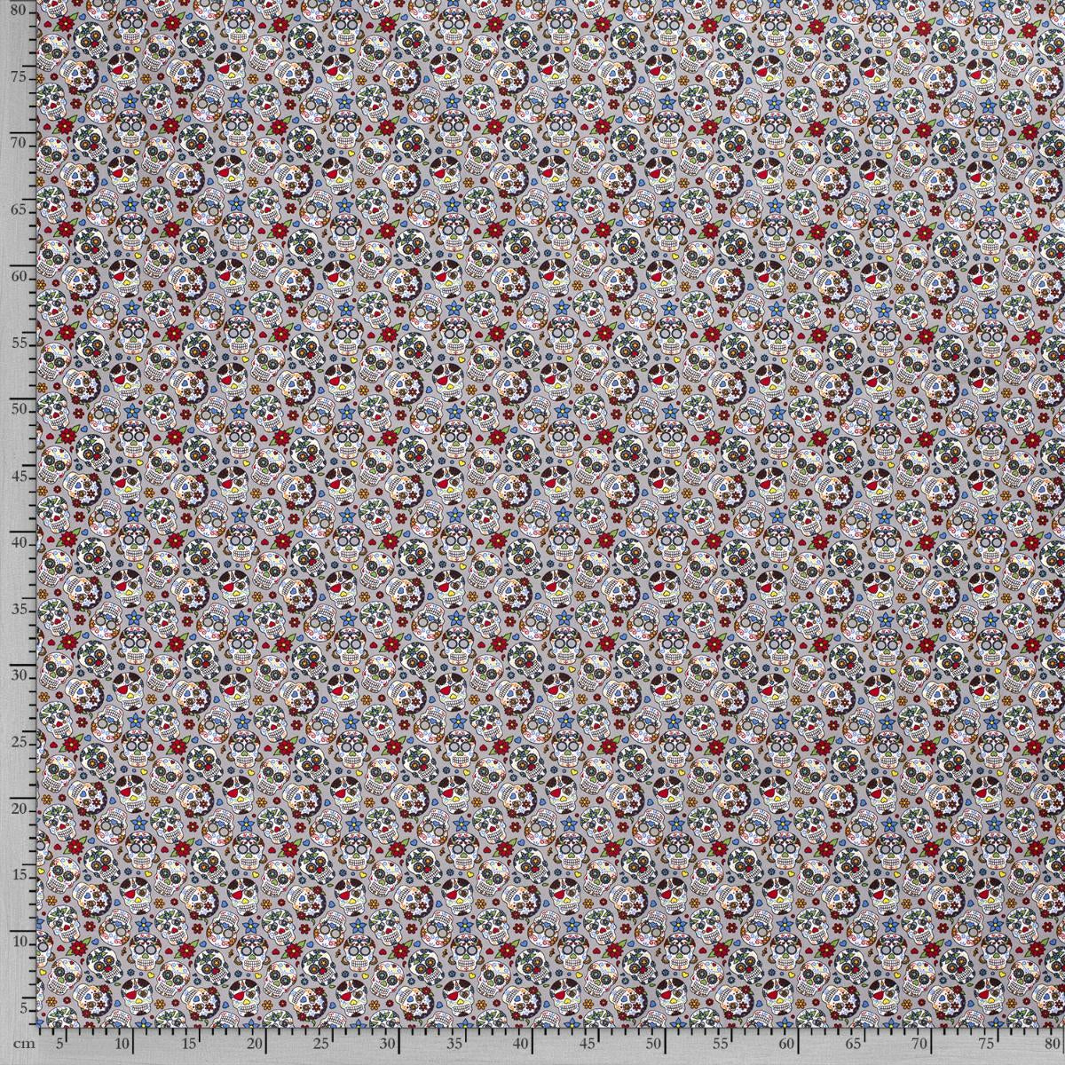 Premium Cotton - Skulls on Grey