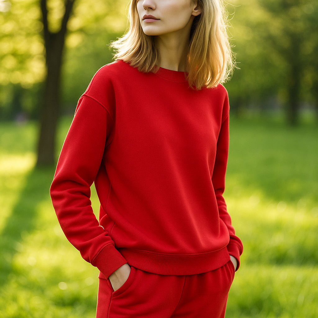 Thick Brushed Sweatshirt - Red