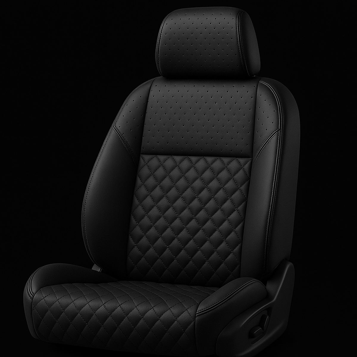 UV+ Quilted SOFT DOT Eco-Leather - Black - Upholstery Fabric for Cars