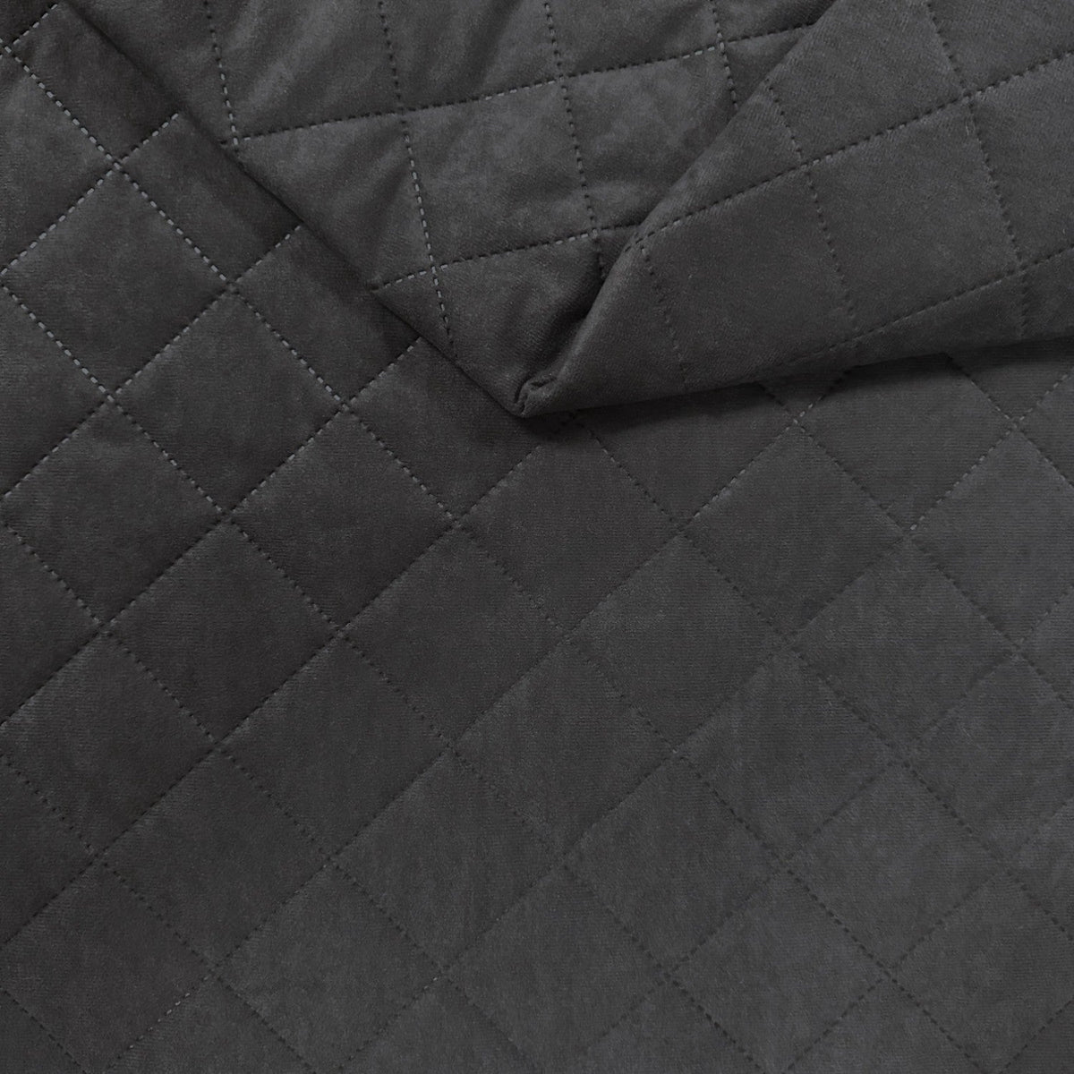 Upholstery Fabric Quilted Microfiber Diamond 5x5 - Dark Grey