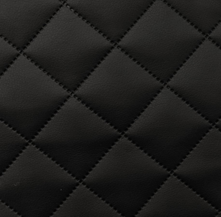 Upholstery Fabric Quilted PU Leather Diamond 5x5 - Black