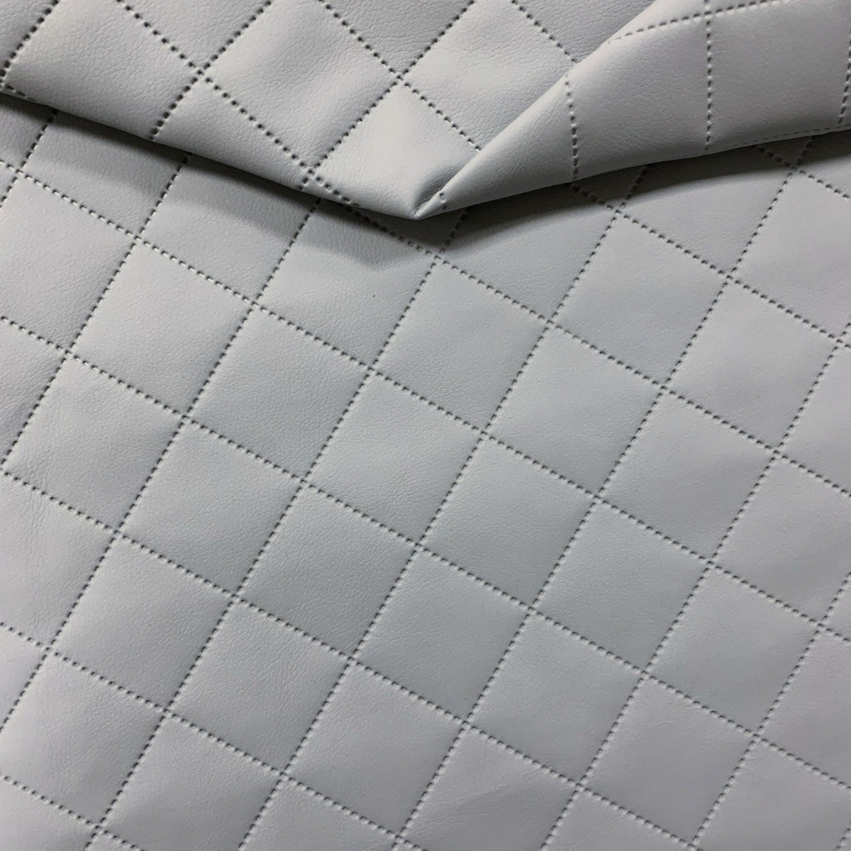 Upholstery Fabric Quilted PU Leather Diamond 5x5 - Light Grey