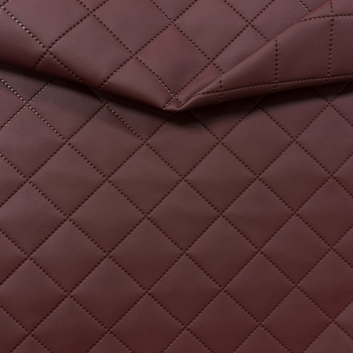 Upholstery Fabric Quilted PU Leather Diamond 5x5 - Maroon