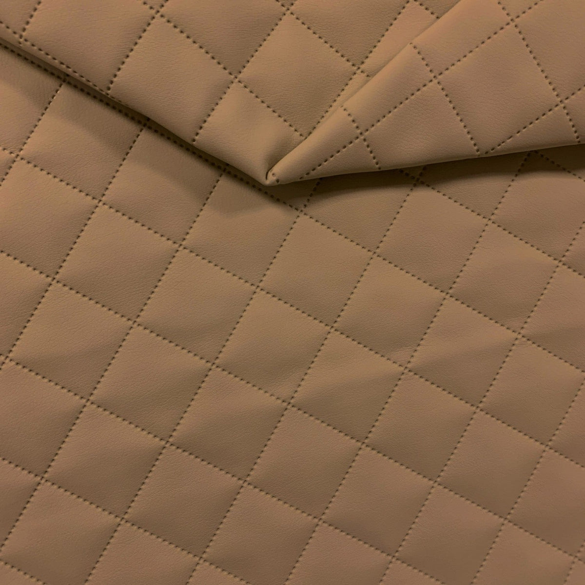 Upholstery Fabric Quilted PU Leather Diamond 5x5 - Nougat