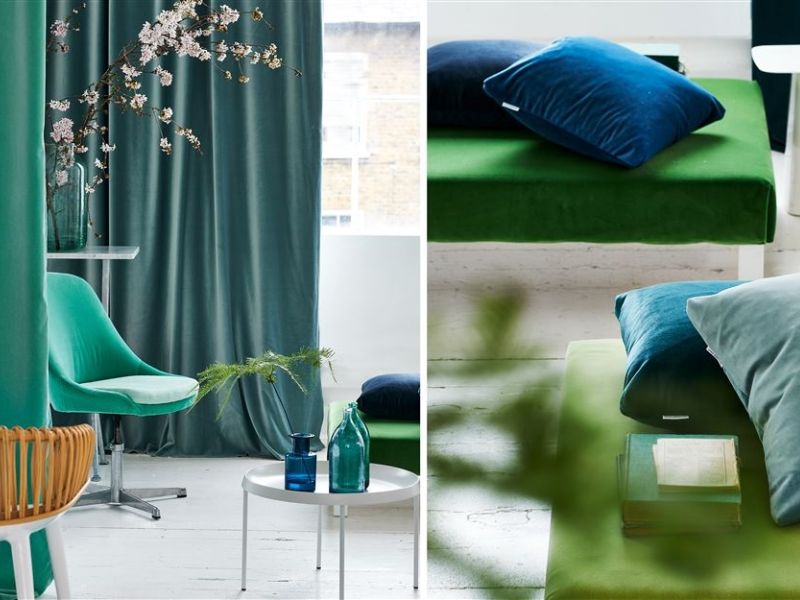 Upholstery Fabric RIVIERA Velour - Dark Green
