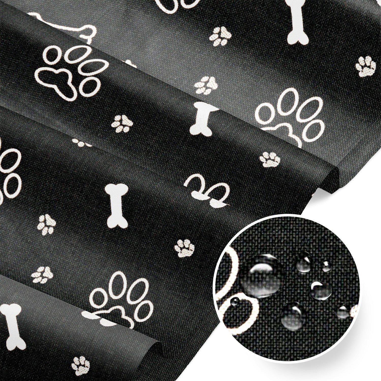 Water Resistant Fabric Oxford - Silver Bones and Paws