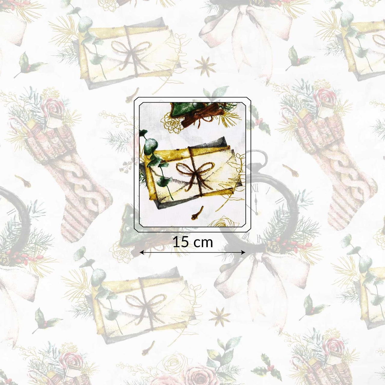 Cotton Fabric - Christmas stockings and gifts - PINaPIN